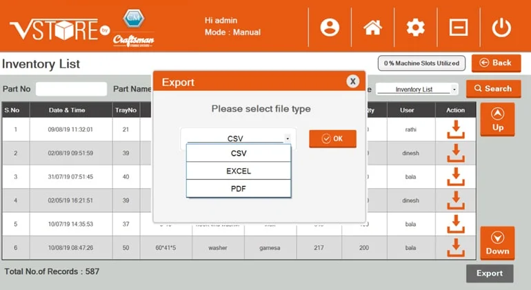 Illustration of VStore Parts export data process